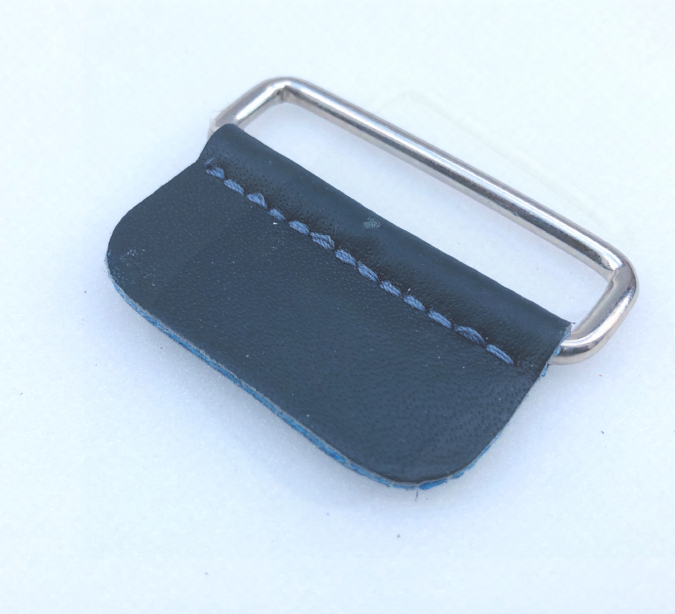 Standard Leather Tab with Oblong Loop Blue