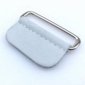 Standard Leather Tab with Oblong Loop Pearl Chrome