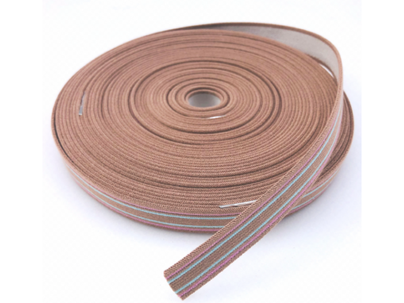 Beige/Pink/Blue Stripes Heavy Duty Elastic Webbing