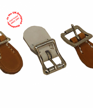 Roller Buckle with Hand Sewn Shaped Leather Tab